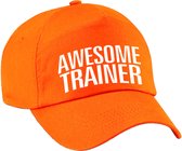Bellatio Decorations cadeau pet/cap voor volwassenen - Awesome Trainer - oranje - geweldige trainer