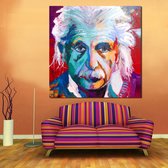 Allernieuwste.nl® Canvas Schilderij * Albert Einstein Psychodelic Graffiti * - Kunst aan je Muur - Grafitti - Kleur - 70 x 70 cm