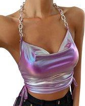 Top coloré avec bretelle chaîne - Sexy - Pour elle - Couleur violet - Débardeur femme - Casual - Fête - Festival