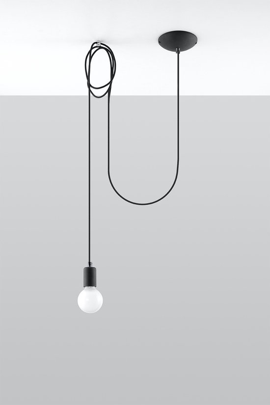 Sollux Lighting - Hanglamp EDISON 1 zwart
