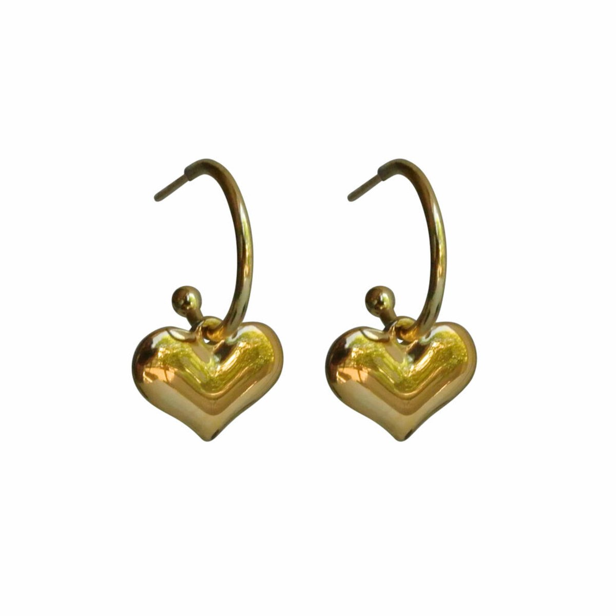 FlowJewels - oorbellen - staal - hart - goud kleurig