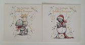 10 Kerstkaarten Forever Friends sneeuwpop en cadeautje - Kerstkaarten met enveloppen - Kerst feestdagen