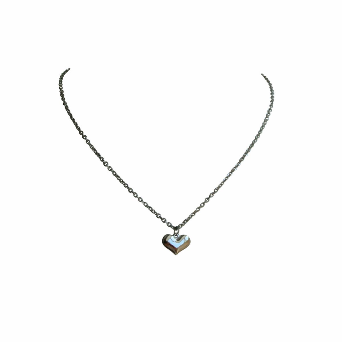 FlowJewels - schakel ketting - hart - staal - zilver kleurig