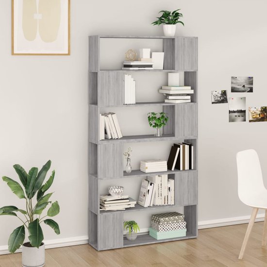 The Living Store Boekenkast - Meubel - 100 x 24 x 188 cm - Grijs Sonoma Eiken