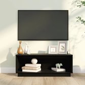 The Living Store Zwevend Tv-meubel - Zwart - Massief Grenenhout - 90x35x35 cm