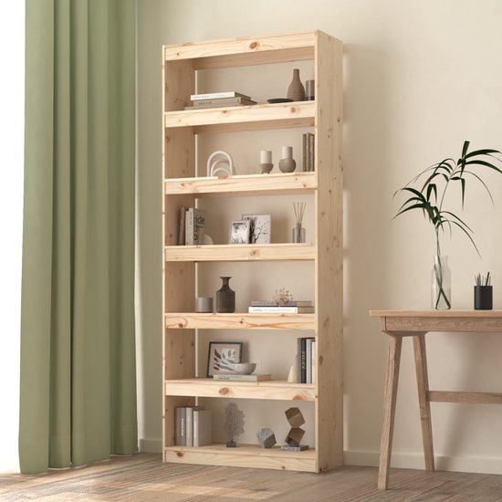 The Living Store Boekenkast Massief Grenenhout - 80 x 30 x 199.5 cm - 6 Vakken