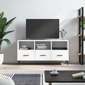 The Living Store Televisiekast TV-meubel - 102 x 36 x 50 cm - wit - bewerkt hout en ijzer