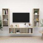 The Living Store TV-meubelset - eiken - 37 x 37 x 107 cm + 37 x 37 x 142.5 cm - montage vereist