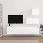 The Living Store TV-meubelset - Hoogglans wit - Bewerkt hout - 30.5 x 30 x 30 cm - 60 x 30 x 30 cm - 80 x 30 x 30 cm