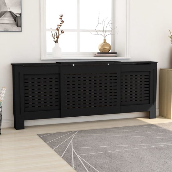 vidaXL Radiatorombouw 112x19x81 cm MDF zwart