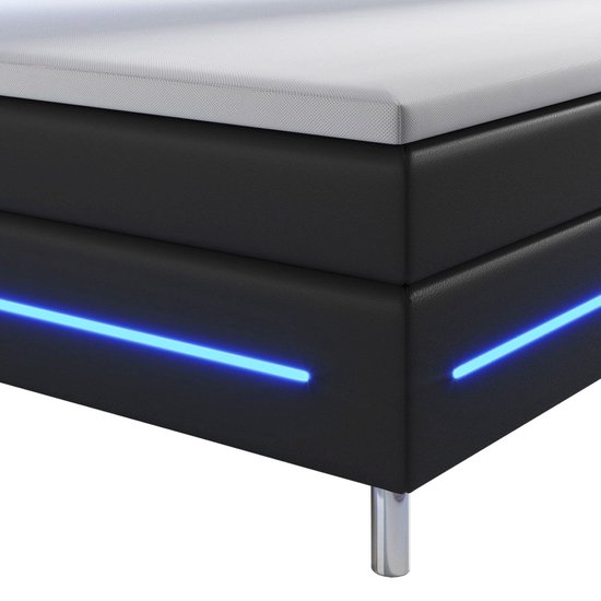 LED-Licht-Boxspringbed 140*200 - Hydraulisch bed met 2-in-1 opbergvakken aan het