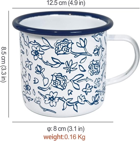 Big Forturn Emaille Koffiemok Koffiemok Set 12 oz Set van 4 Emaille Servies Camping Mok Emaille Cup Gepersonaliseerd van BIG — afbeelding 4