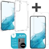 iMoshion Shockproof Case & Screenprotector Gehard Glas & 2 Pack Camera Lens Protector Geschikt voor Samsung Galaxy S22 hoesje - Transparant
