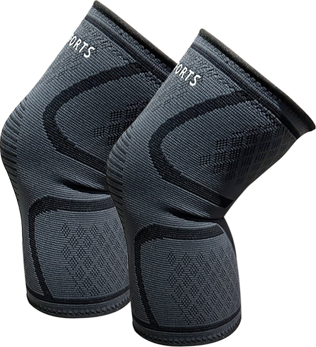 AJ-Sports Knee Sleeves L - Kniebrace - Knie Brace - Knieband voor Powerlifting - Geschikt voor Mannen & Vrouwen - Fitness - Crossfit & Weightlifting - Zwart - 2 Stuks