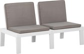 vidaXL Tuinset - Loungebank - Loungebank met kussen kunststof wit - Buitendrank - Lounge Stoel - Balkon Set
