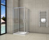 Serie Ixia - Douchecabine Rechthoek - 120x110 Schuifdeur - Chroom - Hoekinstap - 6mm Helder Glas