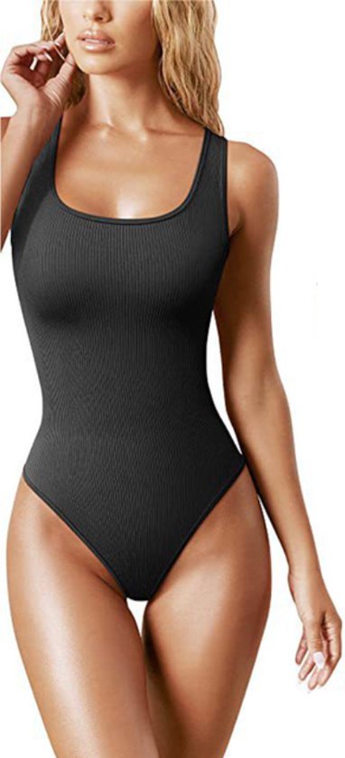New Age Devi - "Kwaliteitsvolle Dames Body/Bodysuit \ Stretch \ 100% Kwaliteit \ Zwart \ Maat S/M"