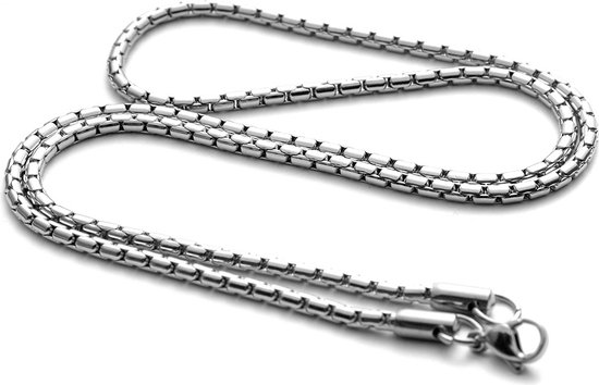 Ketting heren zilver 1,8mm - 70cm lengte - Ketting heren titanium staal - halsketting voor mannen van Mauro Vinci - met geschenkverpakking - Mauro Vinci