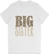 T Shirt Meisjes - Grote Zus - Big Sister Quote Print Opdruk - Wit - Maat 128
