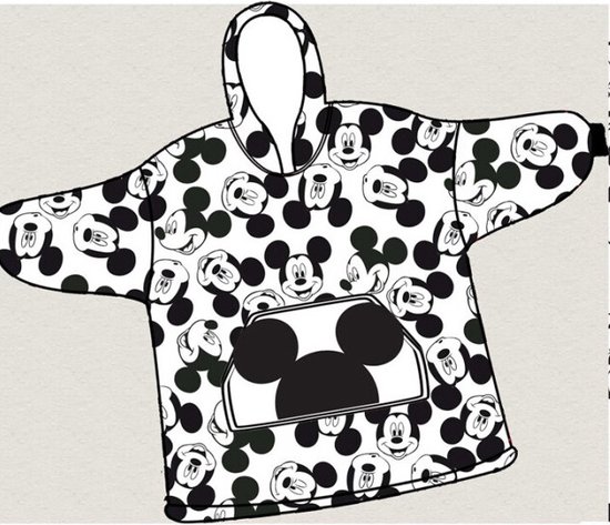 Disney Mickey Mouse Hoodie Fleece deken, Happy - Kind - One Size