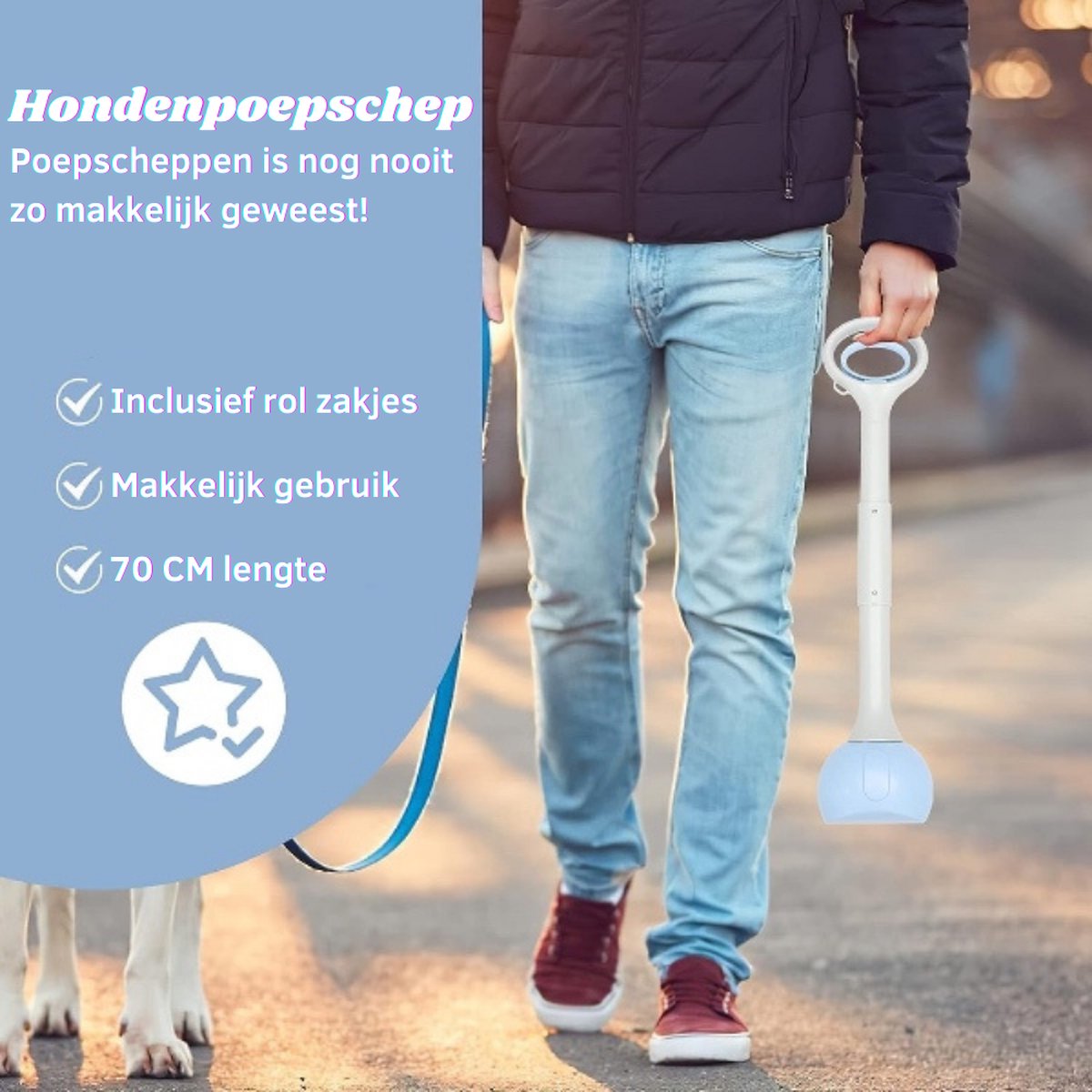 Poepschep Hondenpoepschep met Zakjes Poepgrijper Poop Scooper