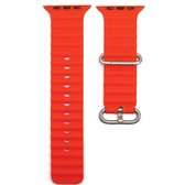 Horloge Bandje Geschikt voor Apple Watch 42 / 44 / 45 / 49 mm – Ocean Sportband – iWatch Rood Kleur – Series 1/2/3/4/5/6/7/SE/ en Ultra