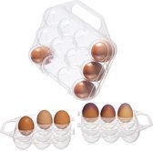 Eieren opbergdoos, eierhouder voor 2 x 12 eieren, transparant, herbruikbaar (set van 2, transparant)