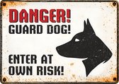 Bord Blik Danger guard dog (h)