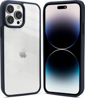 Coverzs telefoonhoesje geschikt voor Apple iPhone 13 Pro Max hoesje - doorzichtig acryl telefoonhoesje met gekleurde silicone rand - optimale bescherming - donkerblauw