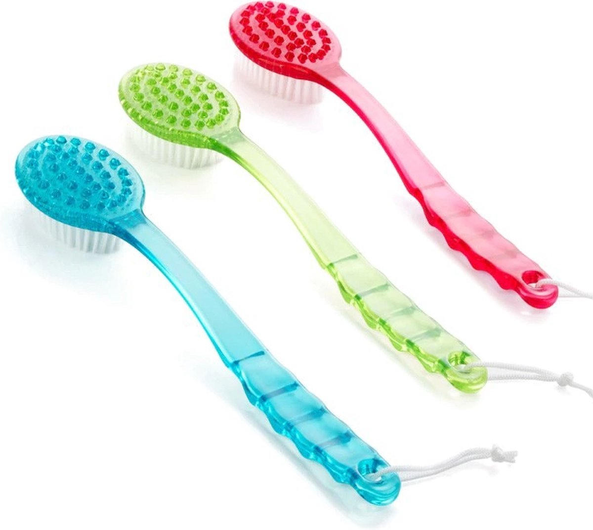 Narimano® Rugborstel met zachte vacht en massage lichaamsborstel, douche doucheborstel met lange steel, badborstel voor het verwijderen van dode huid, cellulitis, verbetert lymfefuncties (blauw)
