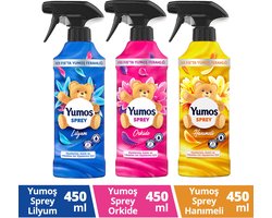 Yumos Textielverfrisser 3 geuren textielspray verwijdert geuren en laat een frisse geur achter - 3x 450ml