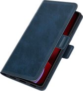 Mobiq - PU Lederen Wallet Hoesje met Sluiting iPhone 15 Pro Max - blauw