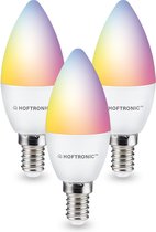 Hoftronic Smart - E14 SMART Wifi LED Lamp 3 Stuks - RGBWW 5.5 Watt 470lm C37 Dimbaar - Bedienbaar via Hoftronic Smart App - Bedienbaar via stem