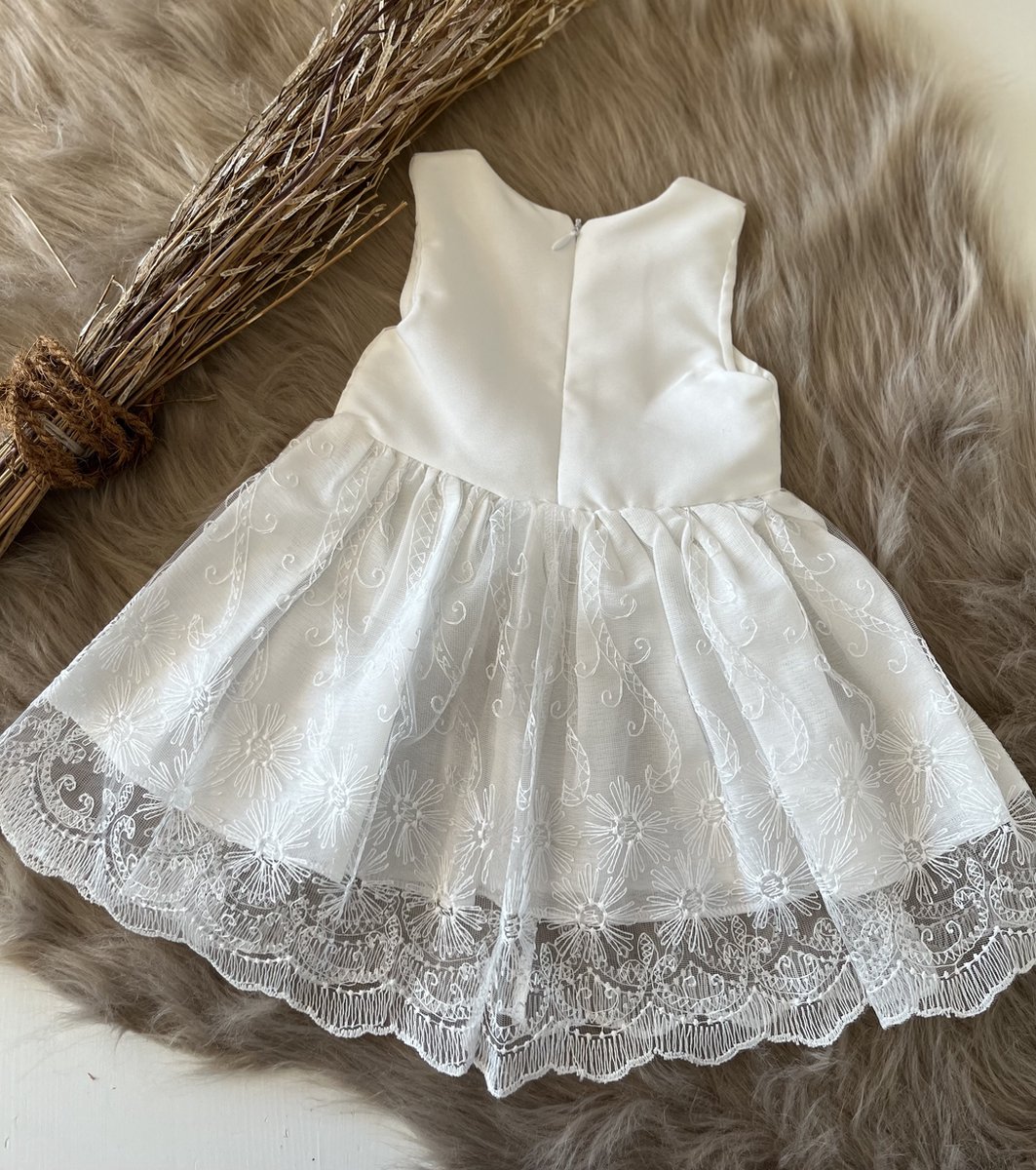 Lito Angels Baby Meisjes Doopsel Doop Wit Jurk Kleding Doopkleding Doopjurken Set met Muts en Cape Maat 86 (Leeftijd 12-18 maanden