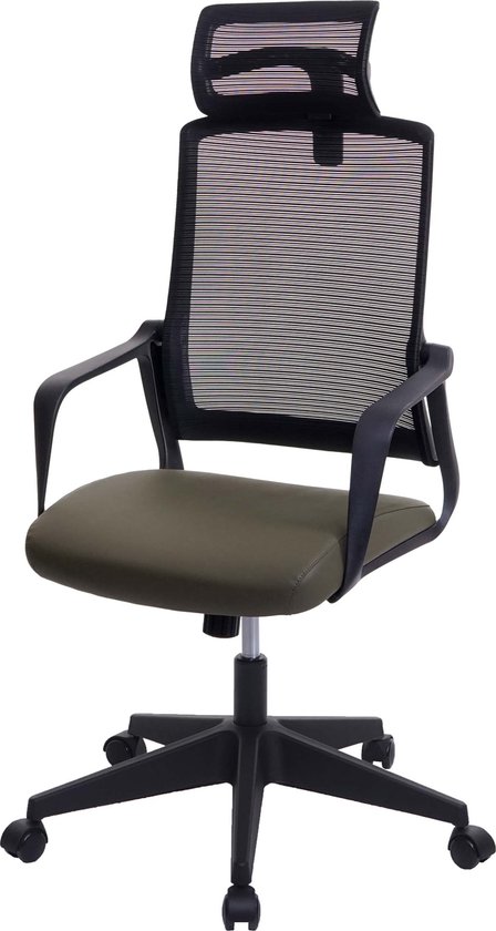 Bureaustoel MCW-J52, bureaustoel, ergonomische hoofdsteun, kunstleer ~ olijfgroen