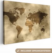 Canvas Wereldkaart - 60x40 - Wanddecoratie Wereldkaart - Waterverf - Patronen