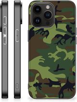 Smartphonehoesje Geschikt voor iPhone 15 Pro Max GSM Hoesje met Zwarte rand Camouflage