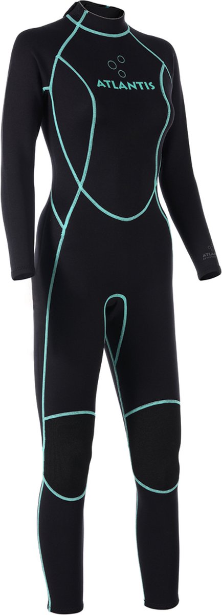 Atlantis 3/2mm Adventure Full - Wetsuit - Dames - Zwart/Turquoise - 12