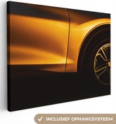 Canvas schilderij - Gouden auto 80x60 - Kamer decoratie accessoires - Schilderijen goud woonkamer - Wanddecoratie slaapkamer - Muurdecoratie keuken - Wall decoration - Wanddoek interieur binnen - Woondecoratie huis - Woonaccessoires