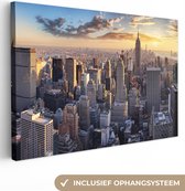 Canvas Schilderij New York - Skyline - Wolken - 60x40 cm - Wanddecoratie