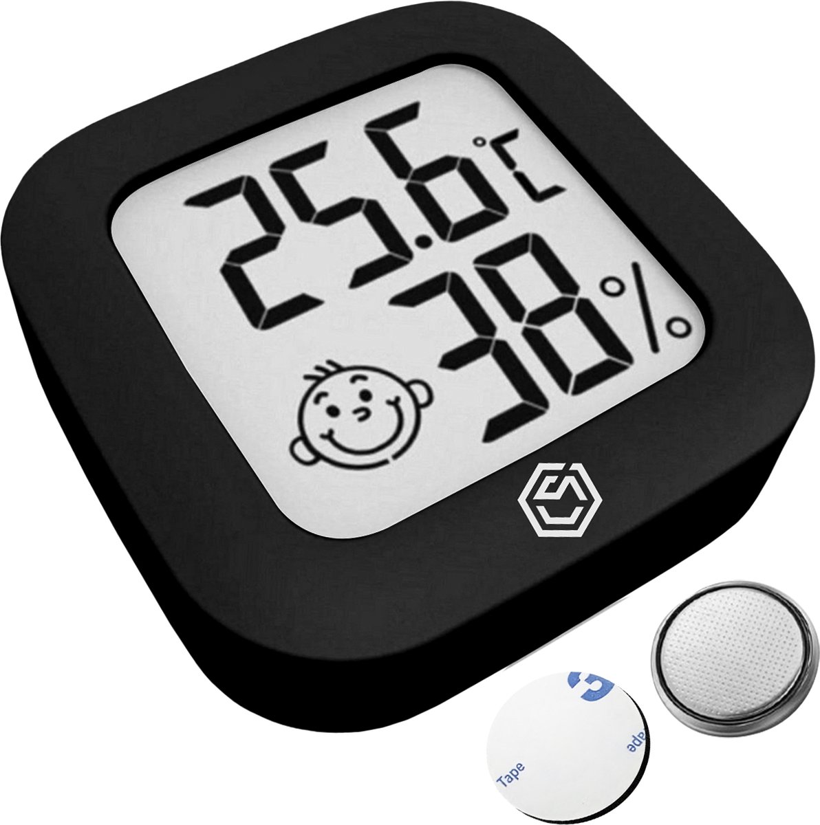 #1 Ease Electronicz hygrometer – Weerstation – Luchtvochtigheidsmeter – Thermometer Voor Binnen – Incl. Batterij en Plakstrip