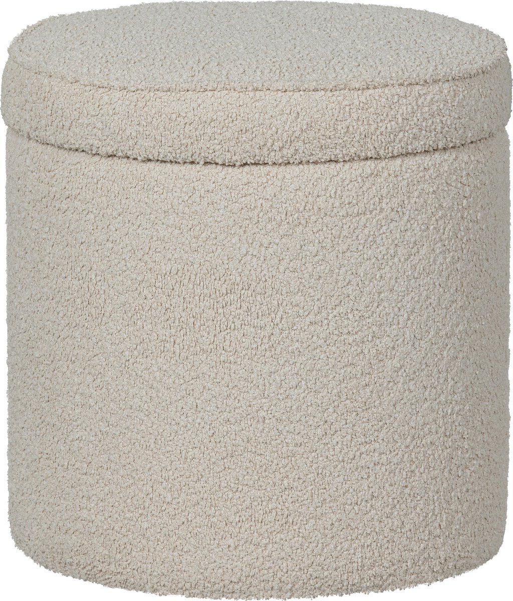 WOOOD Sonu Poef met Opbergruimte Boucle Naturel 46x46x46