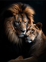Leeuwen Couple Poster - Foto Poster - Lion Art - Posters Geschikt om in te lijsten - 43,2 x 61 cm (A2+)