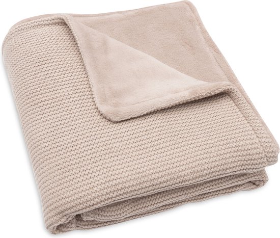 Jollein - Deken Wieg 75x100cm - Wiegdeken, Wiegdekentje, Dekentje Baby - Basic Knit - Basic Knit - Wild Rose/Fleece