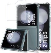 Coque pour Samsung Galaxy Z Flip 5 + Film de Protection d'écran pour Samsung Galaxy Z Flip 5 – Couvercle en Glas Trempé + Coque Antichoc – Transparent