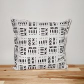 Cushion cover | Decorative Pillowcase | 45x45cm | Bohemian Style Geometric 'Mudcloth' Bogolan Inspired Print Home Decor Throw Pillow Cotton Ethnic Cushion Cover