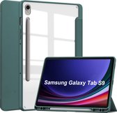 Case2go - Tablet hoes geschikt voor Samsung Galaxy Tab S9/S9 FE (2023) - Acrylic Trifold case met Auto/Wake functie en Magneetsluiting - Donker Groen