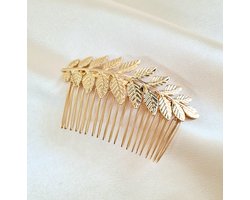 Goudkleurige Haarkam - Insteekkam 8,9X5 CM- Youhomy accessoires haarsieraden- Hair jewelry - Mooie haarsieraden Haaraccessoire Bruid | Bruidmeisje | Bruidkindje-Galafeest- Bruiloft-Jubileum- Feest