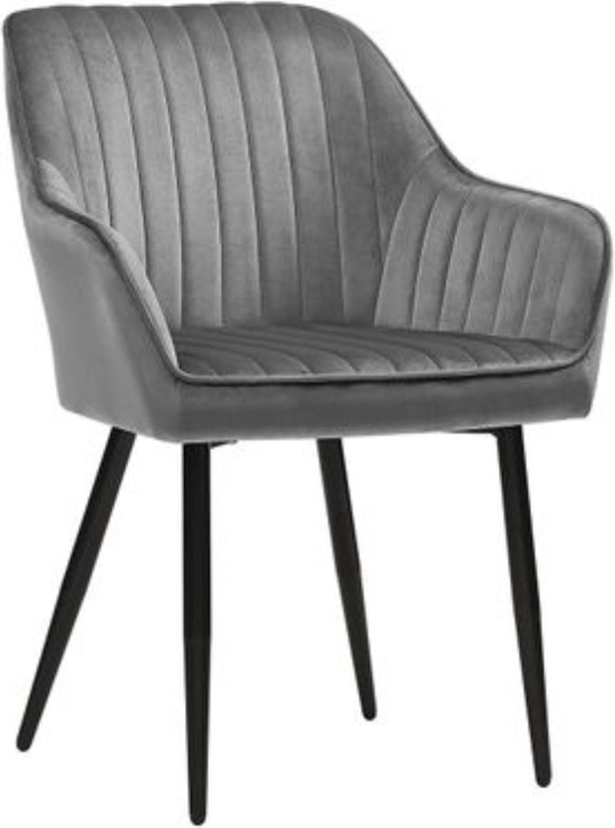 Nancy's Halfway Eetkamerstoelen Fauteuil Set Van 2 Armleuningen Metaal Fluweel Grijs Petrol 62 5 x 60 x 85 cm