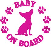 Autosticker - Chihuahua - On Board - Hond - 15x15cm - Roze